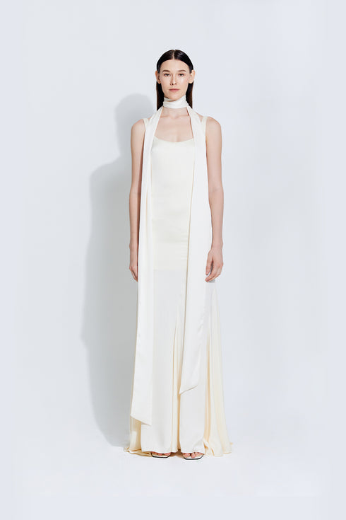 Stella Satin Dress in Ivory
